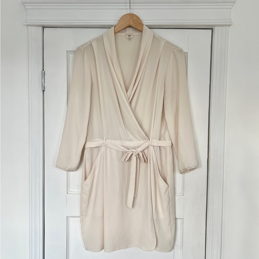 Wilfred Tie-Waist Wrap Dress with Pockets - Cream